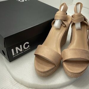 I.N.C Maxx Lace-Up Wedge Sandals, Blush, Women Size 8.5 Item#535,536